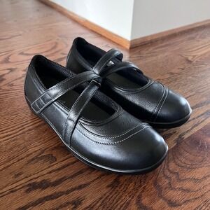 Orthofeet Mary Jane Shoes Black Leather Comfort Strap Womens‎ 9 Narrow NEW